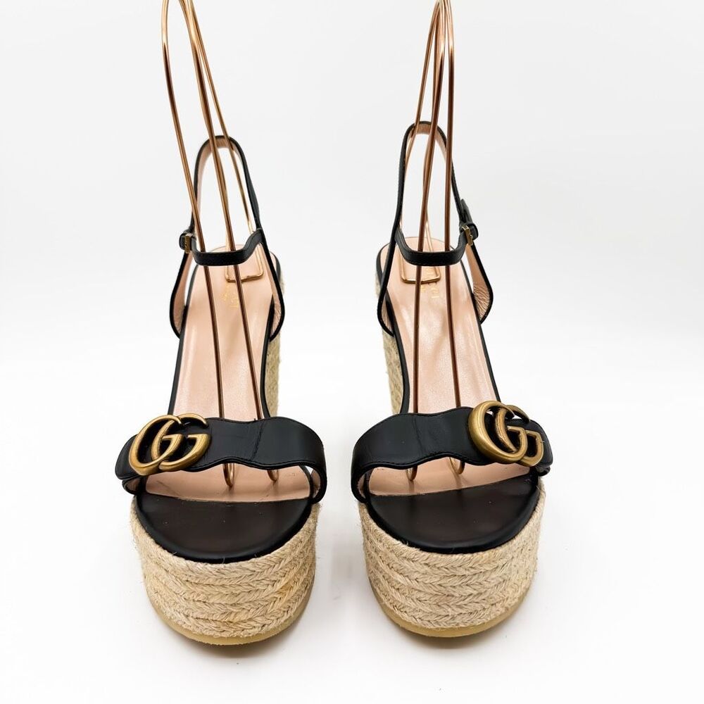 Gucci GG Marmont Platform Wedge Espadrille Sandals EU 39 US 9 - Picture 3 of 9
